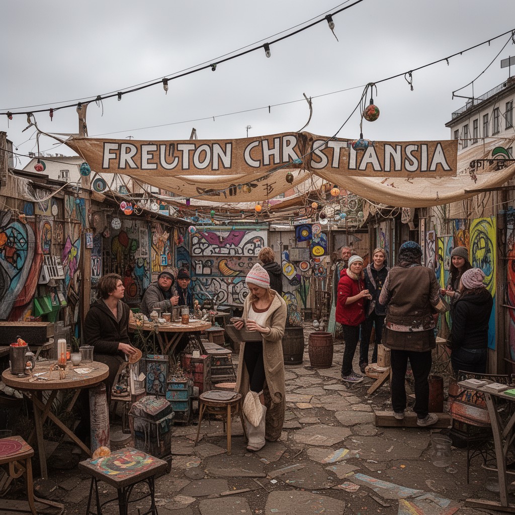 AI-generated illustration of Freetown Christiania
