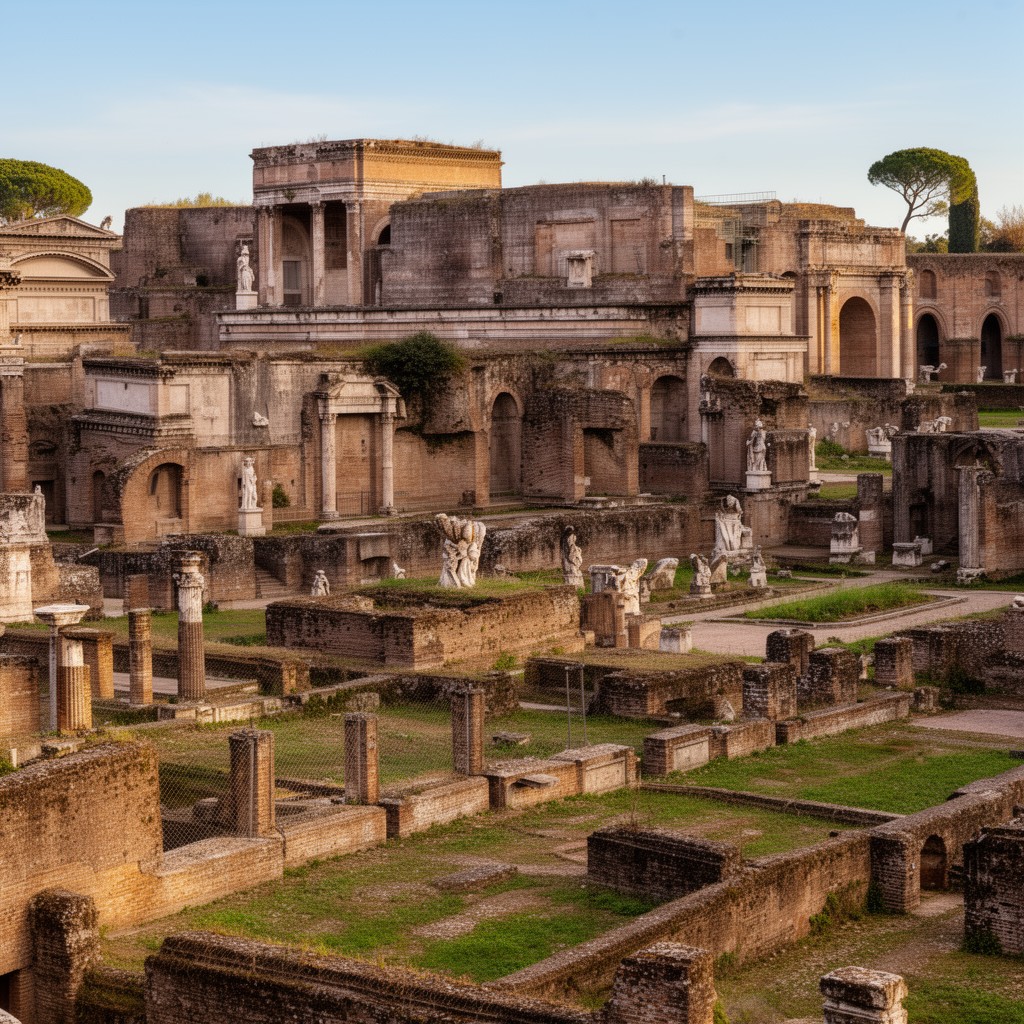 AI-generated illustration of Villa Adriana (Tivoli)