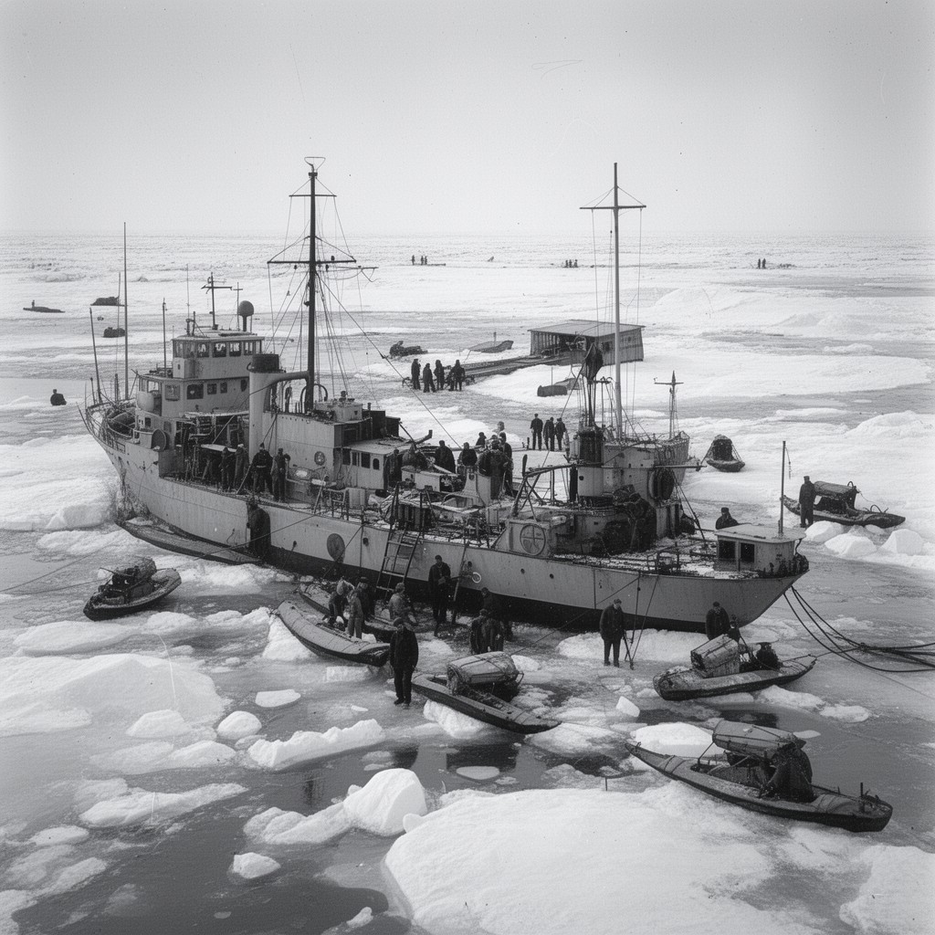 AI-generated illustration of Soviet Arctic expeditions
