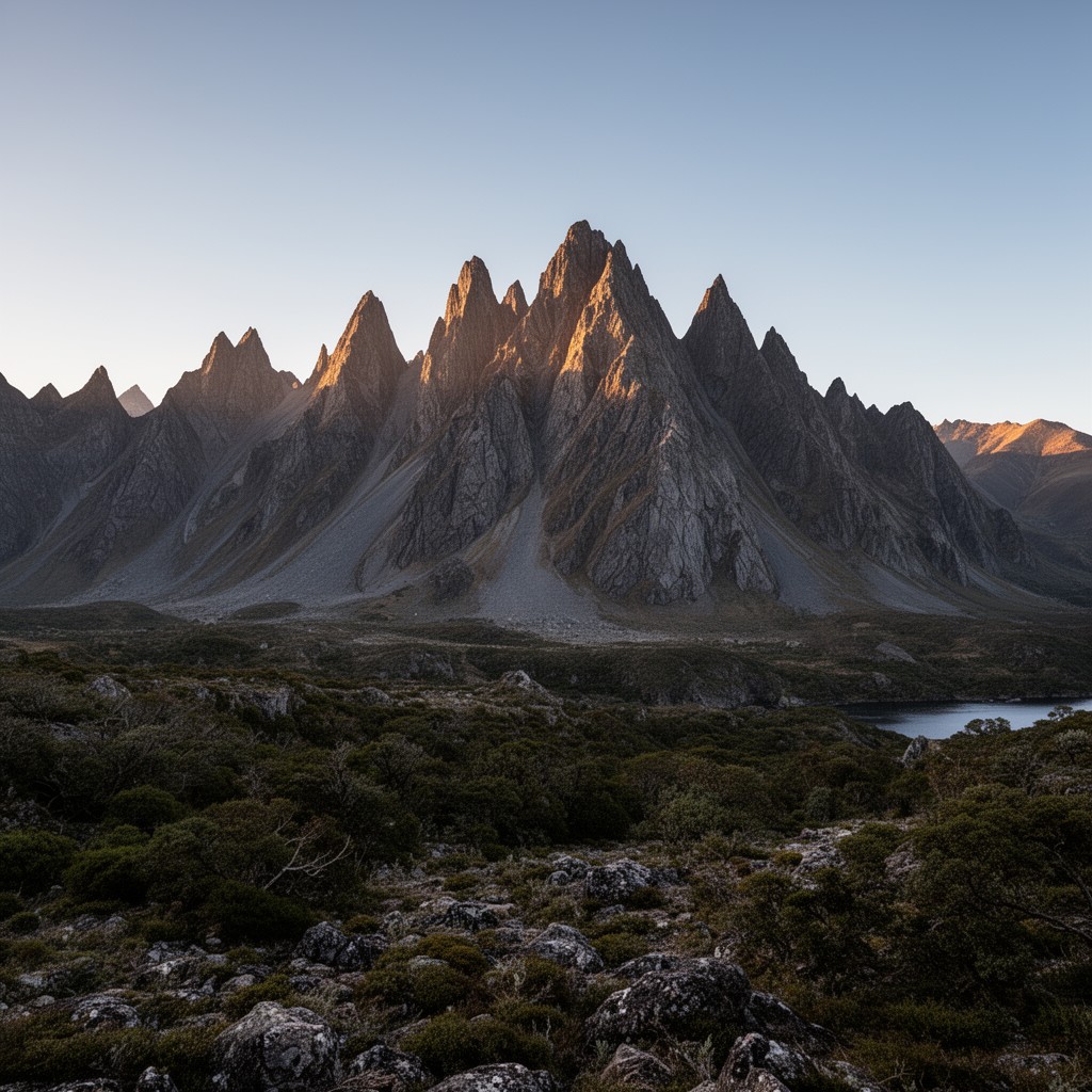 AI-generated illustration of Dientes de Navarino mountain range