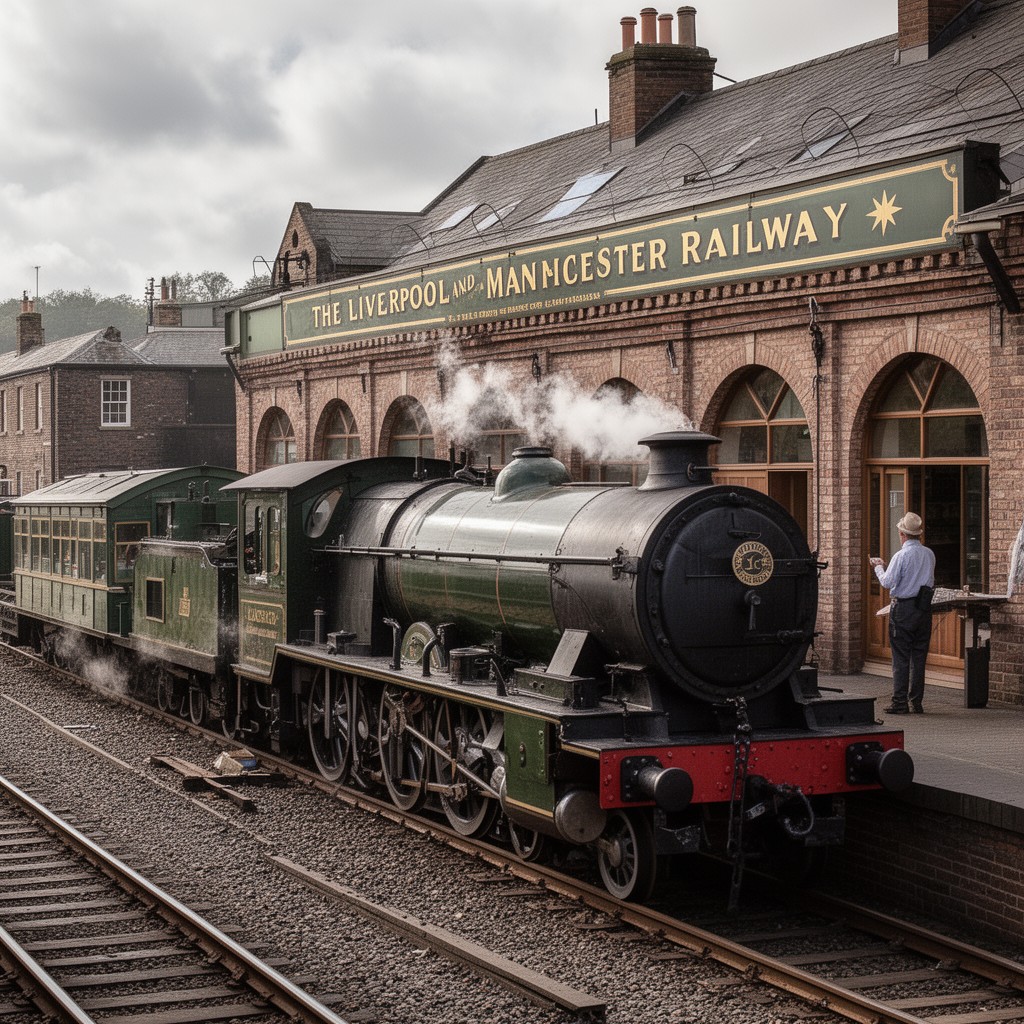 AI-generated illustration of Liverpool and Manchester Railway