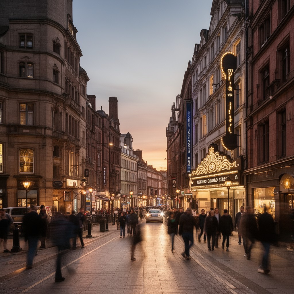 AI-generated illustration of Oxford Street, Manchester