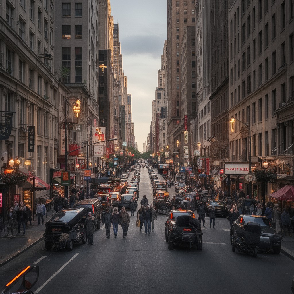 AI-generated illustration of Market Street (Philadelphia)