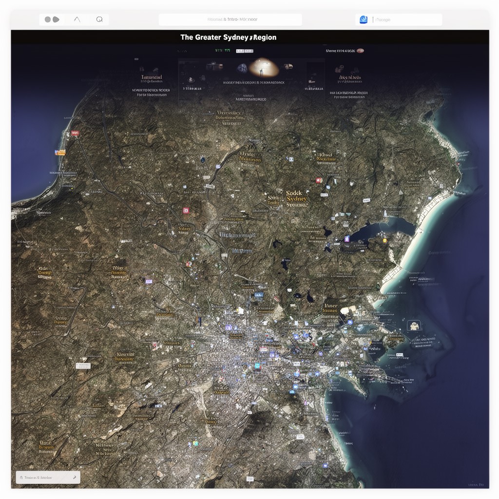 AI-generated illustration of Greater Sydney region