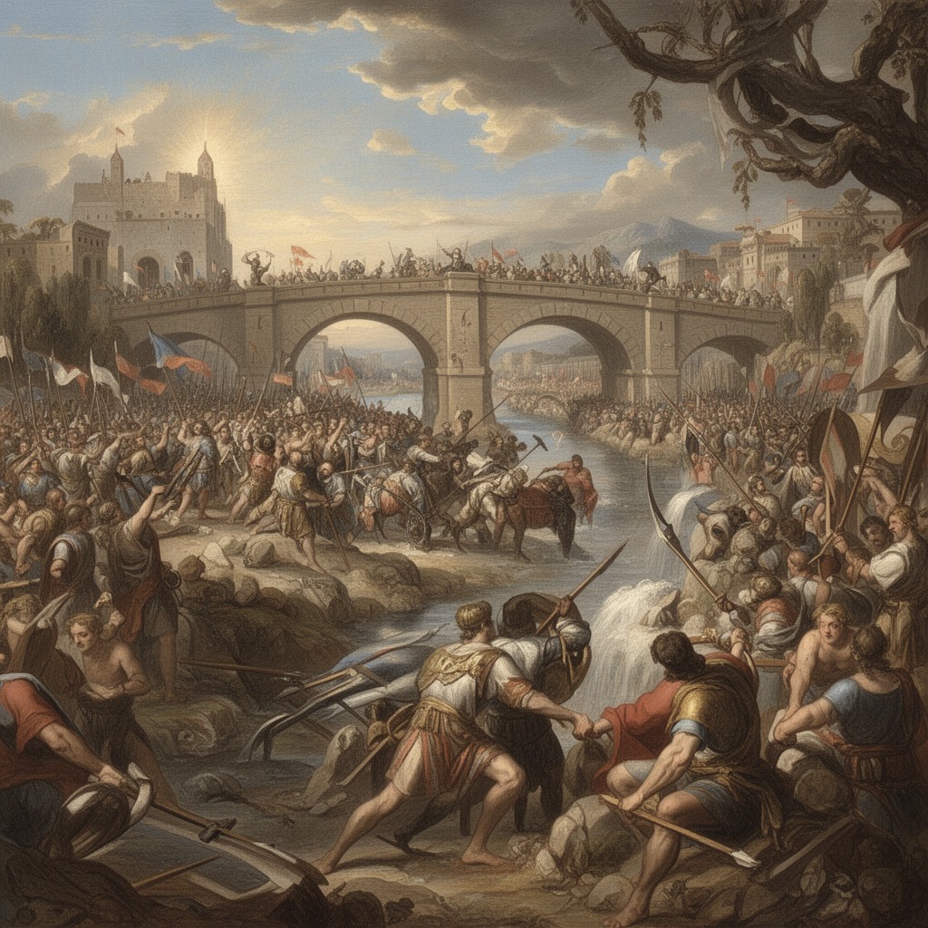 AI-generated illustration of Battle of the Milvian Bridge