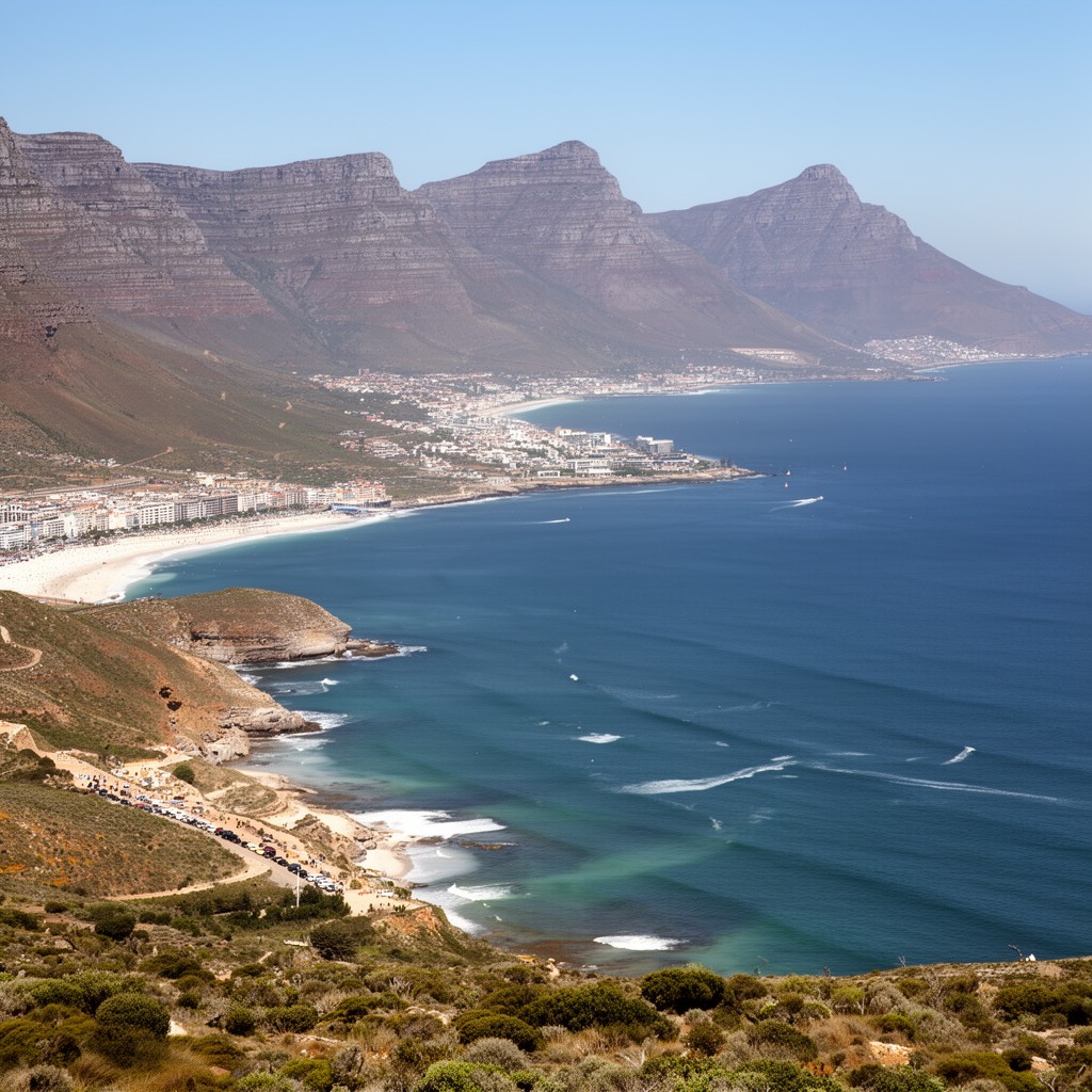 AI-generated illustration of Cape Town metropolitan area coastline