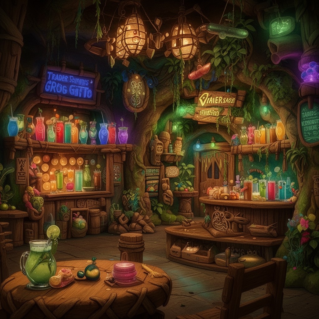 AI-generated illustration of Trader Sam's Grog Grotto