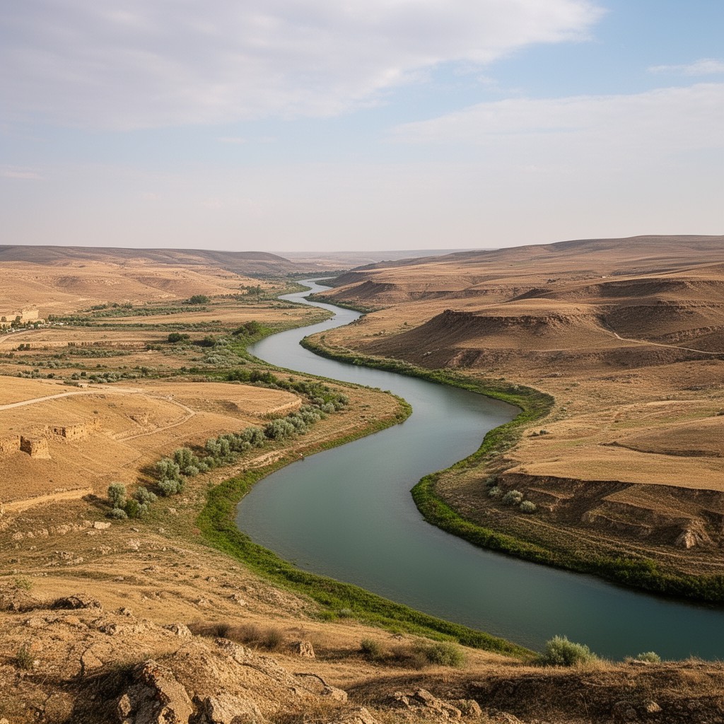 AI-generated illustration of Khabur River (Tigris tributary)