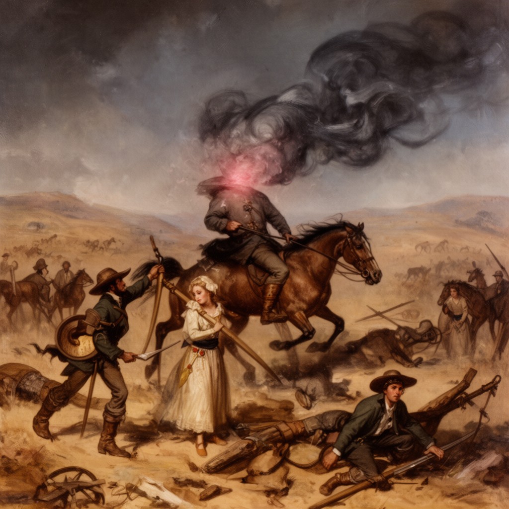 AI-generated illustration of The Headless Horseman (1865 novel by Mayne Reid)