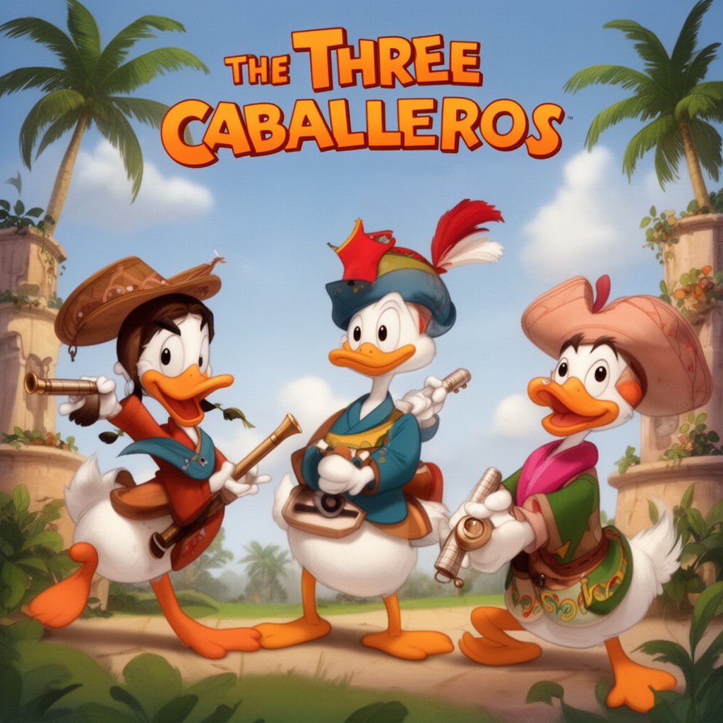 AI-generated illustration of The Three Caballeros
