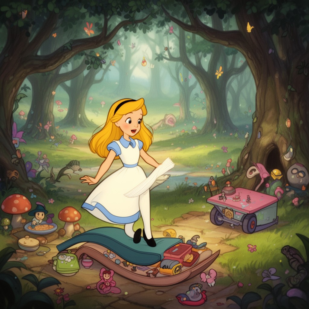 AI-generated illustration of Alice in Wonderland