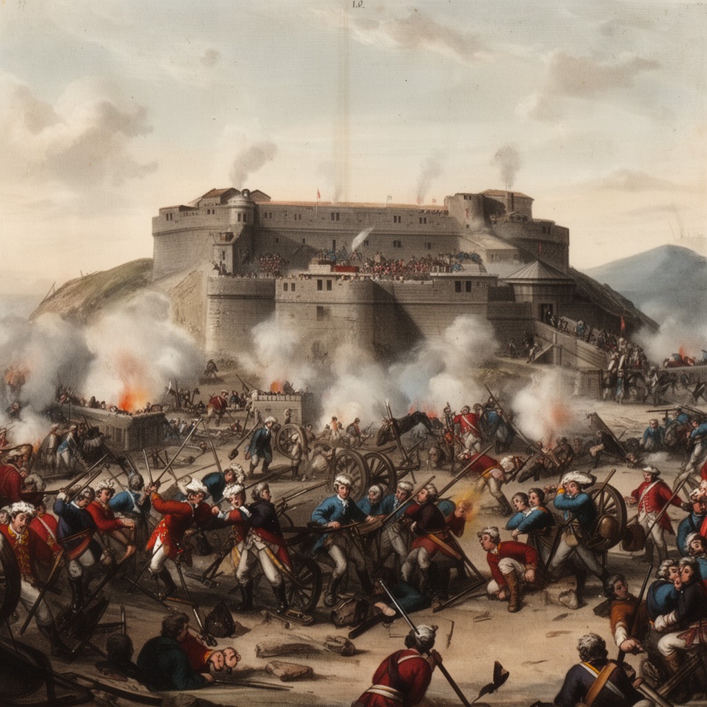AI-generated illustration of Siege of Louisbourg (1745)