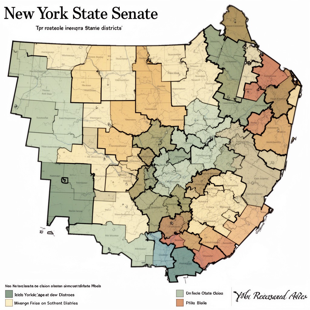 AI-generated illustration of New York State Senate districts