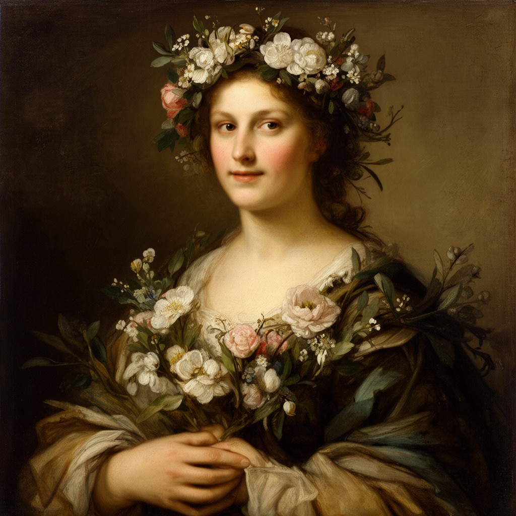 AI-generated illustration of Saskia as Flora