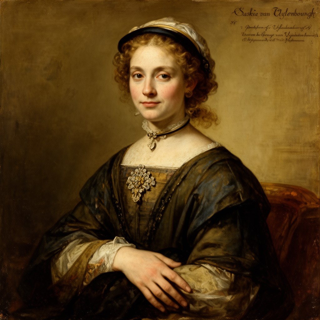 AI-generated illustration of Portrait of Saskia van Uylenburgh (c. 1633)