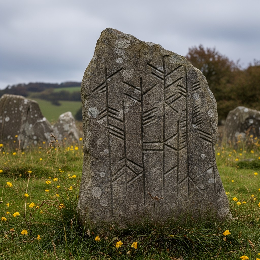 AI-generated illustration of Ogham script