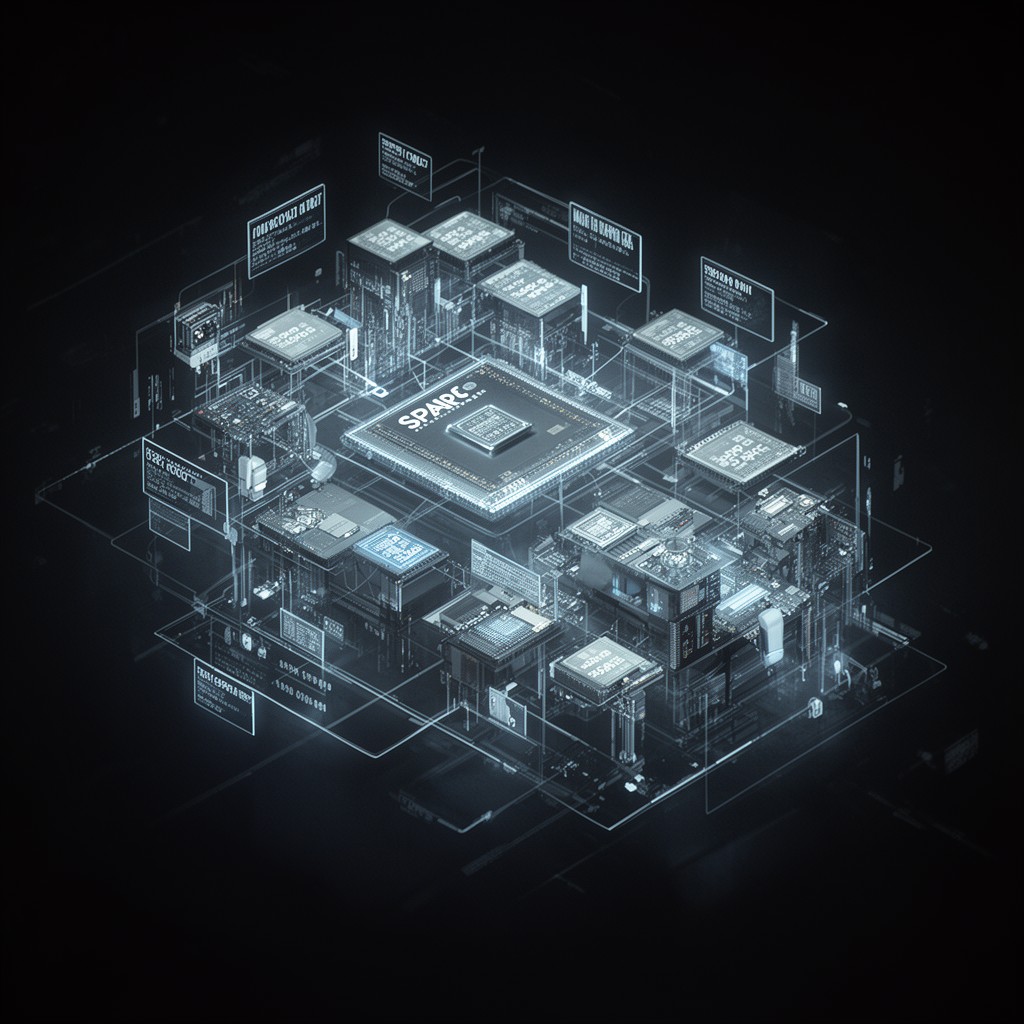 AI-generated illustration of SPARC microprocessor architecture