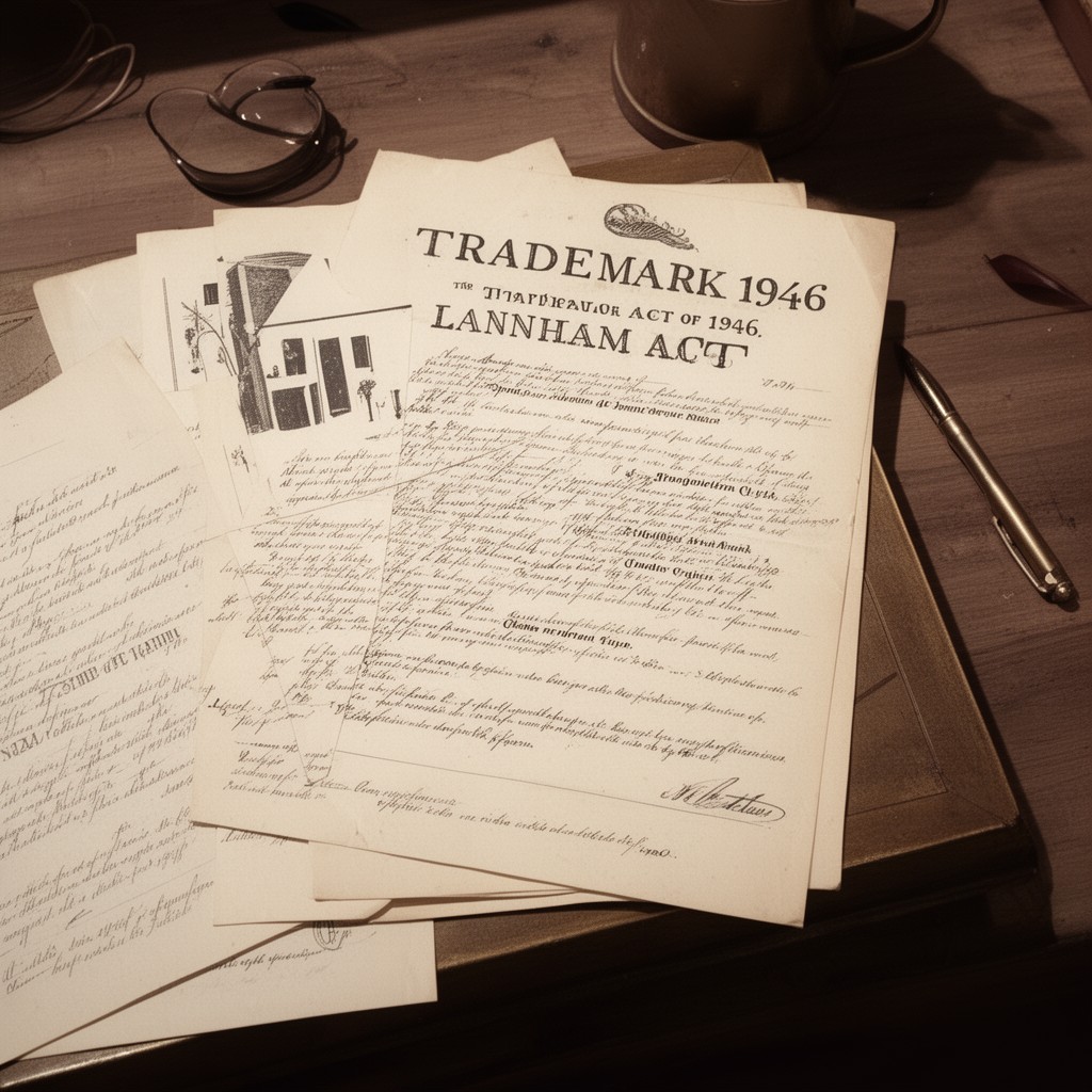 AI-generated illustration of Trademark Act of 1946 (Lanham Act) provisions