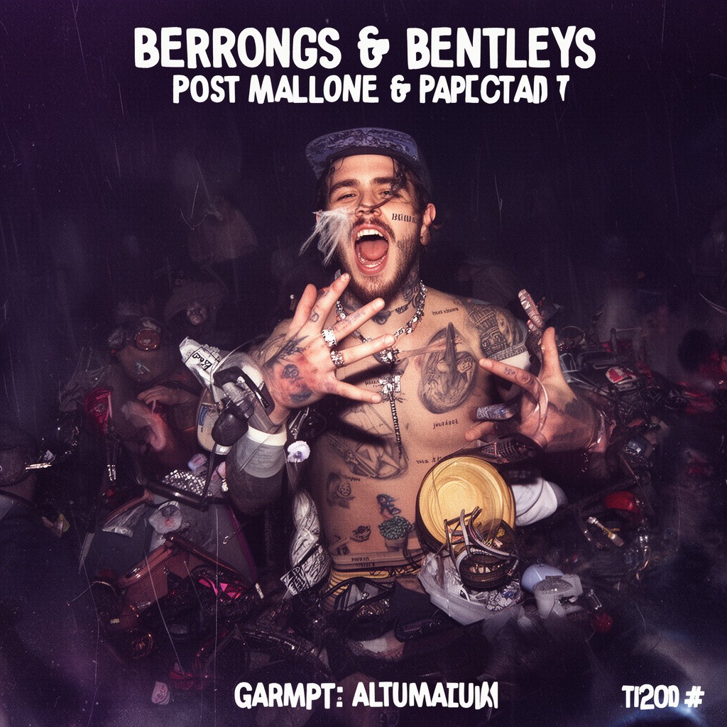 AI-generated illustration of Beerbongs & Bentleys (Post Malone album)