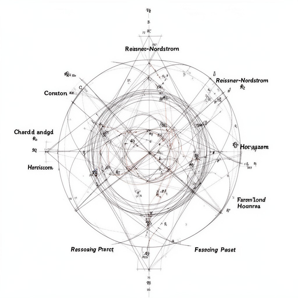 AI-generated illustration of Reissner–Nordström Penrose diagram