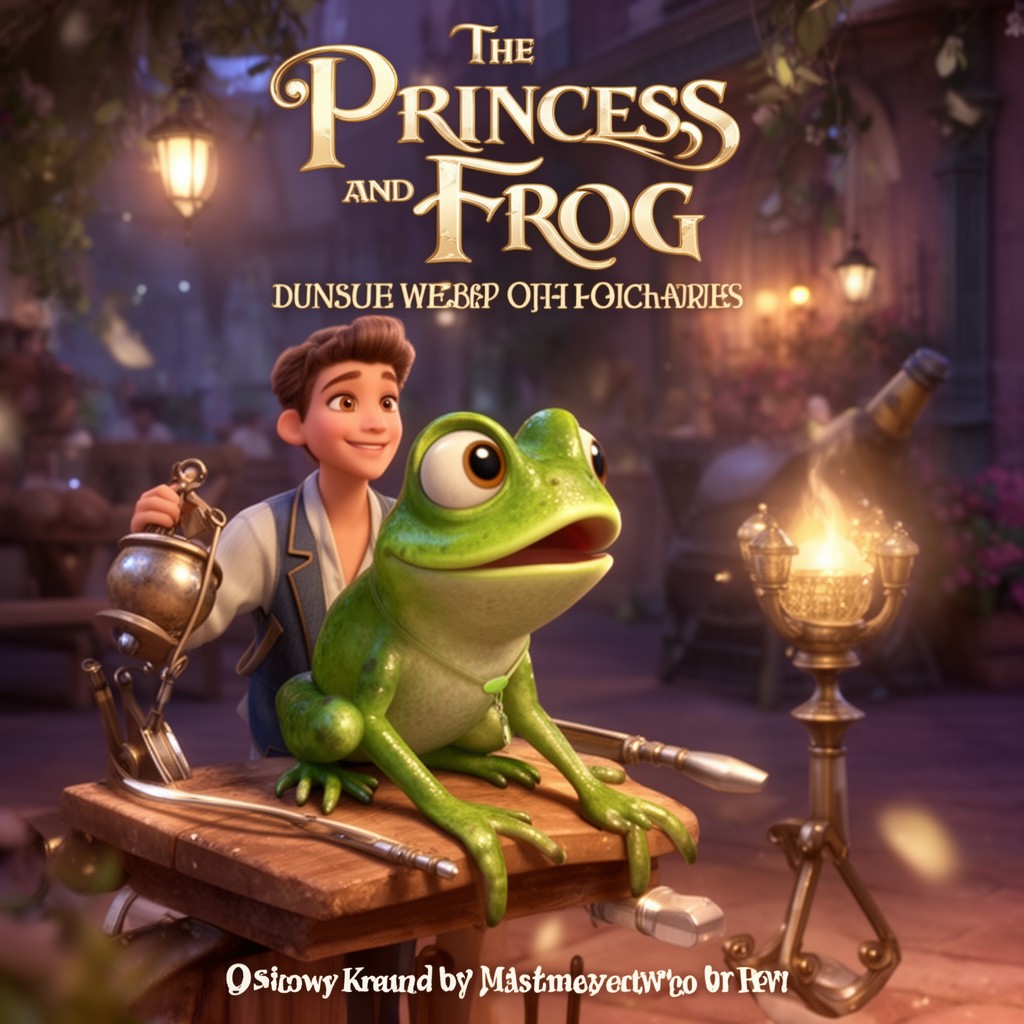 AI-generated illustration of The Princess and the Frog
