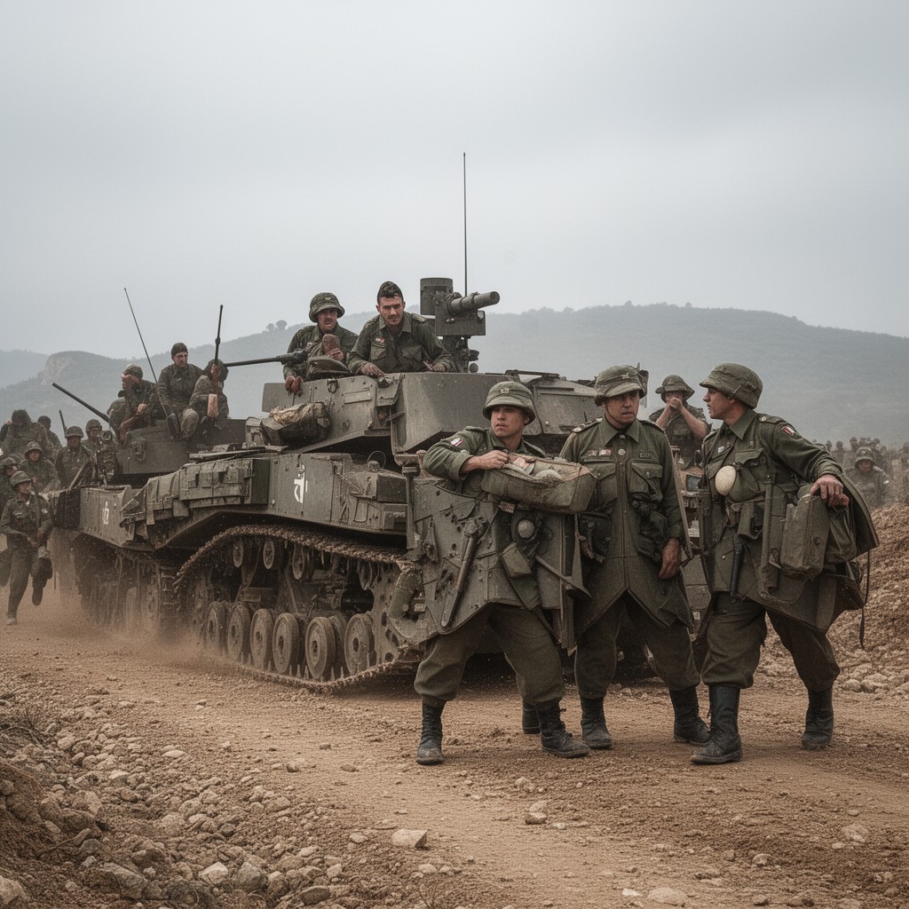 AI-generated illustration of Corpo Truppe Volontarie armoured units