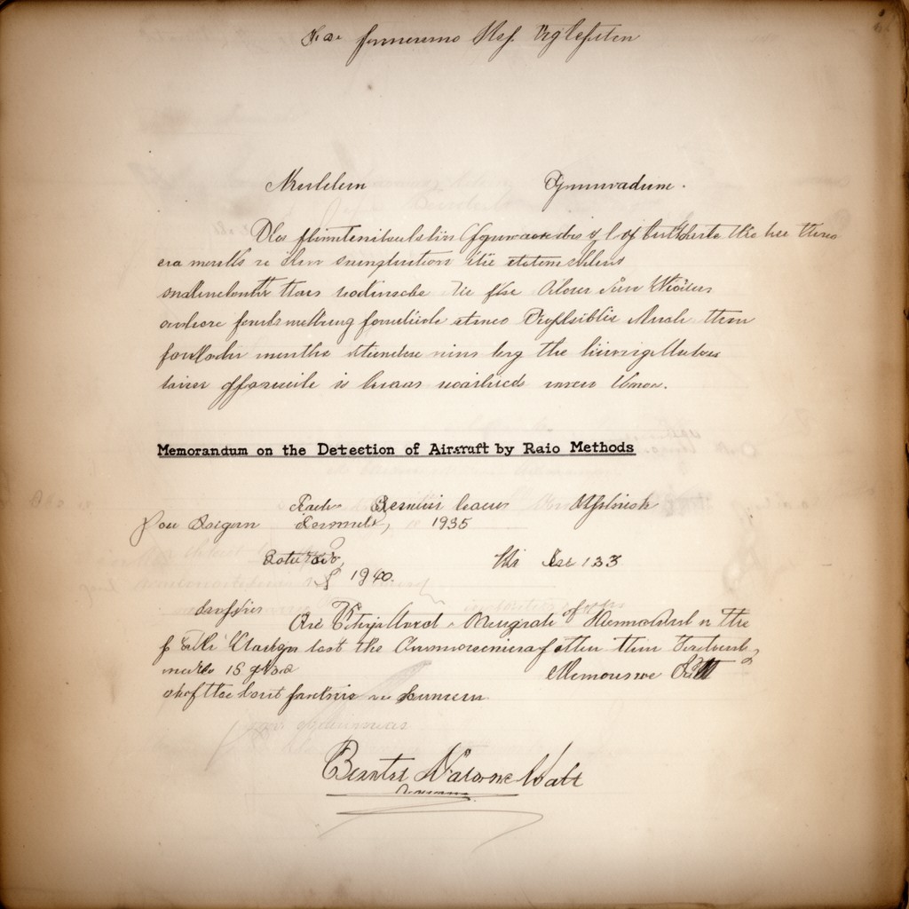 AI-generated illustration of Memorandum on the Detection of Aircraft by Radio Methods (1935)