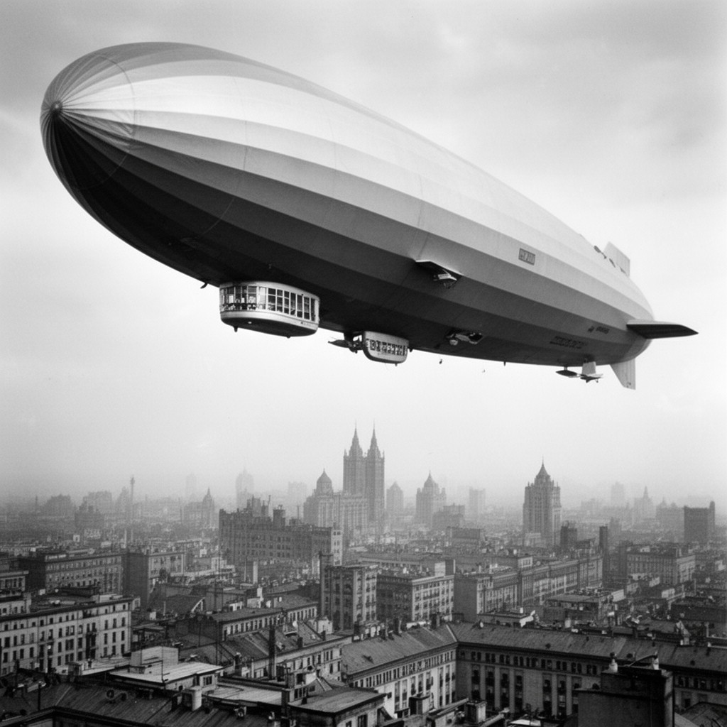 AI-generated illustration of Zeppelin airships