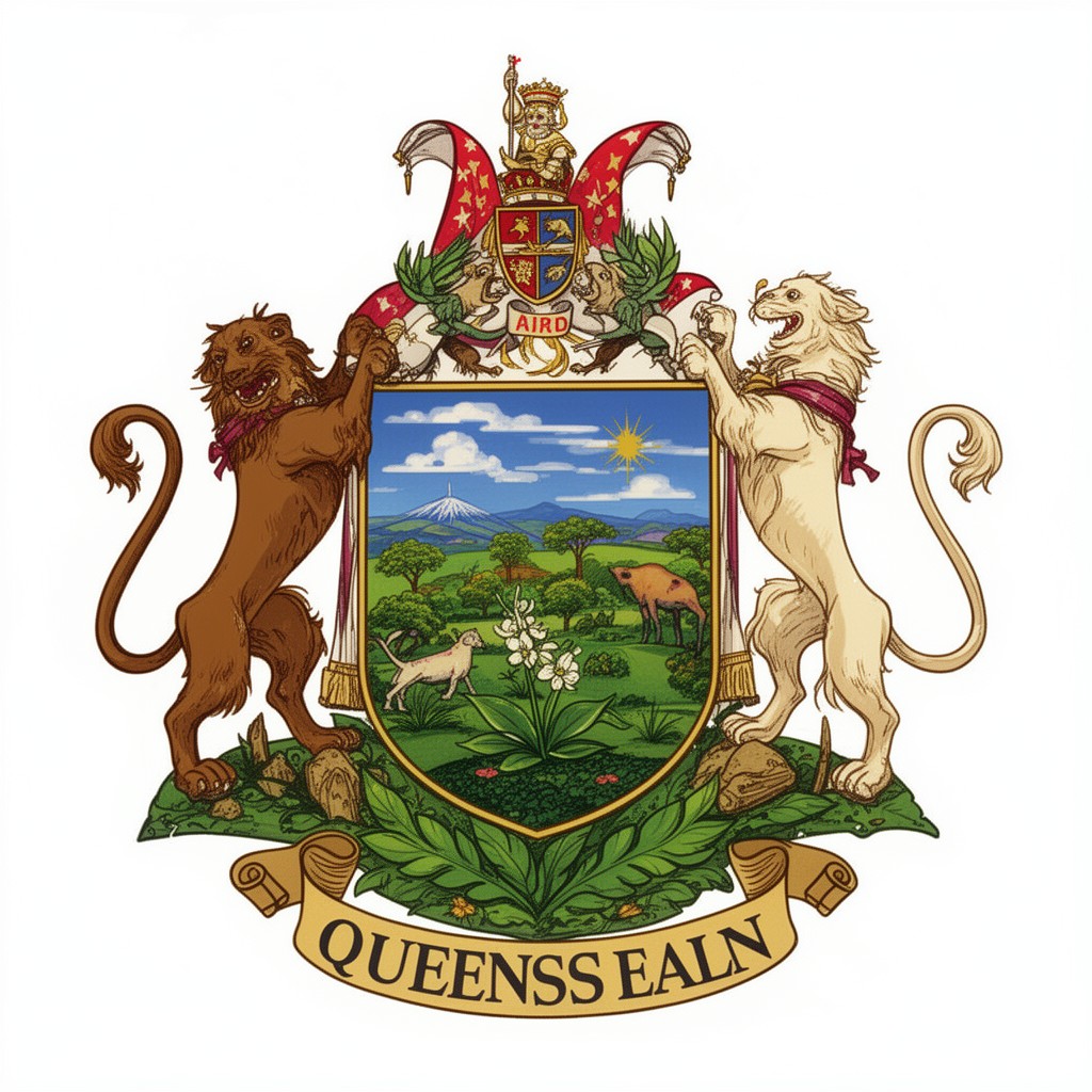 AI-generated illustration of Coat of Arms of Queensland