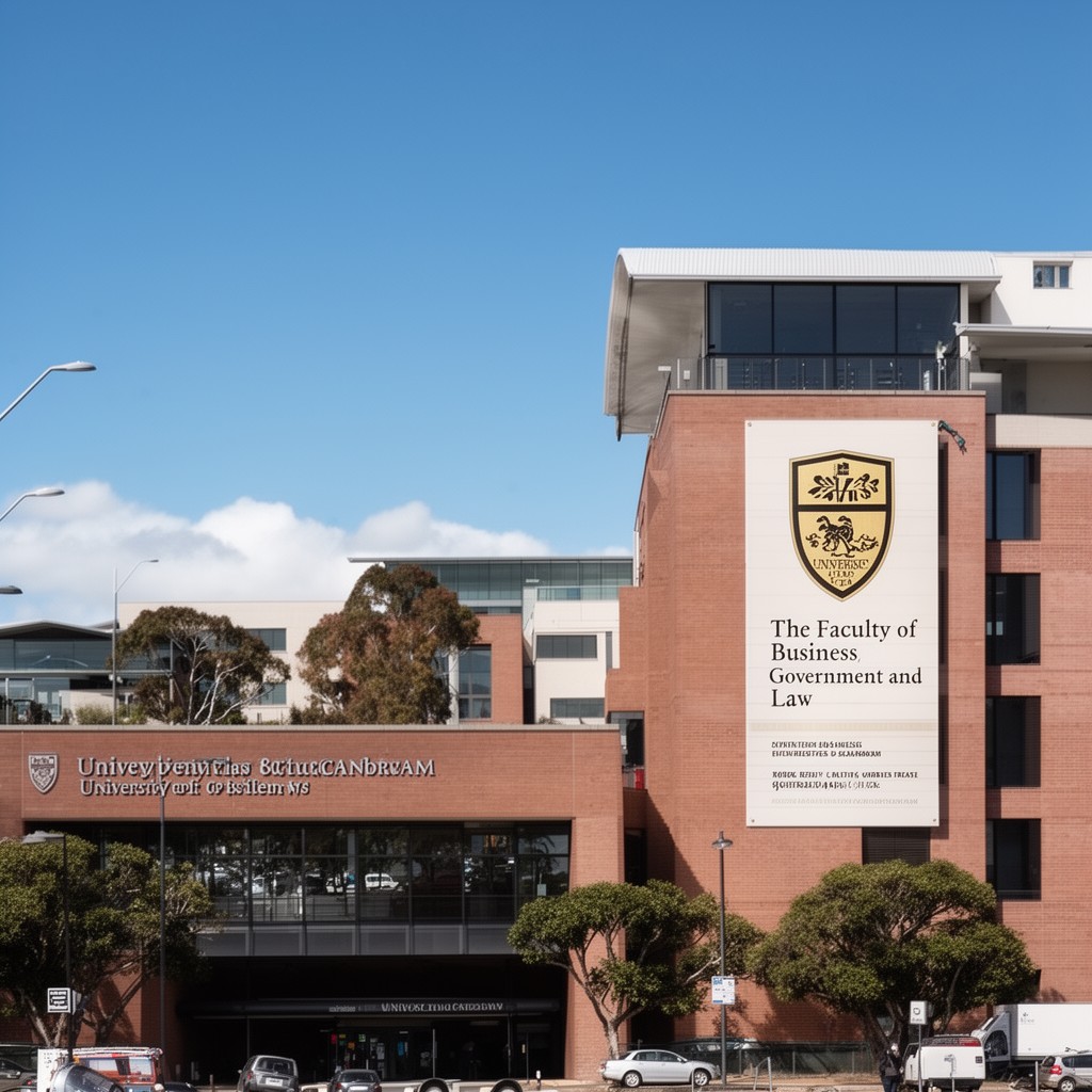 AI-generated illustration of Faculty of Business, Government and Law