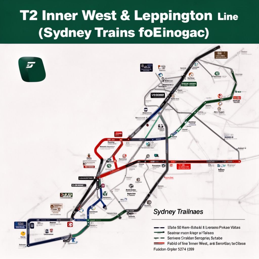 AI-generated illustration of T2 Inner West & Leppington Line (Sydney Trains)