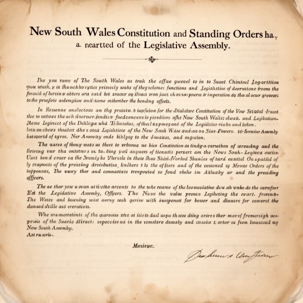 AI-generated illustration of New South Wales Constitution and standing orders of the Legislative Assembly