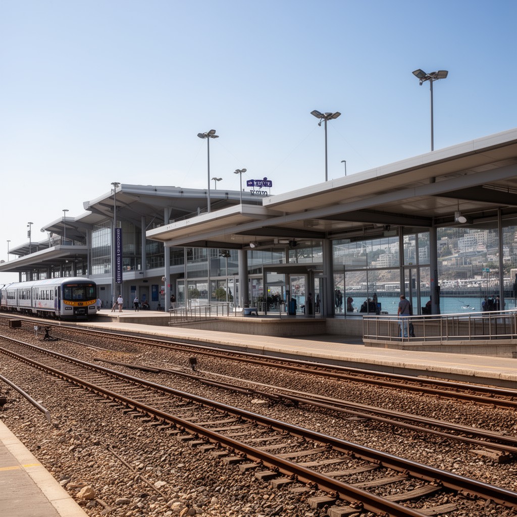 AI-generated illustration of Haifa Bat Galim railway station