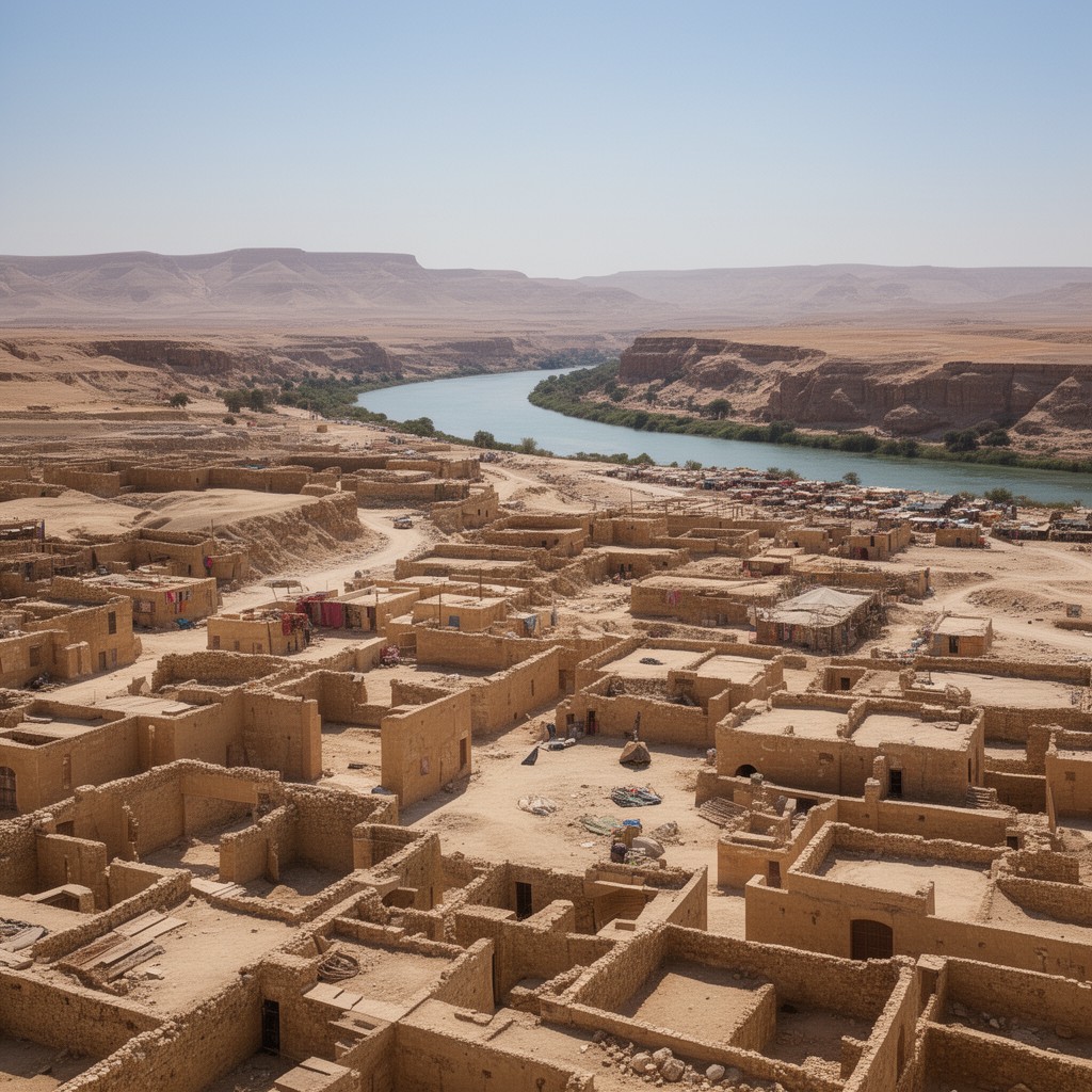 AI-generated illustration of Nile Valley cultural landscape