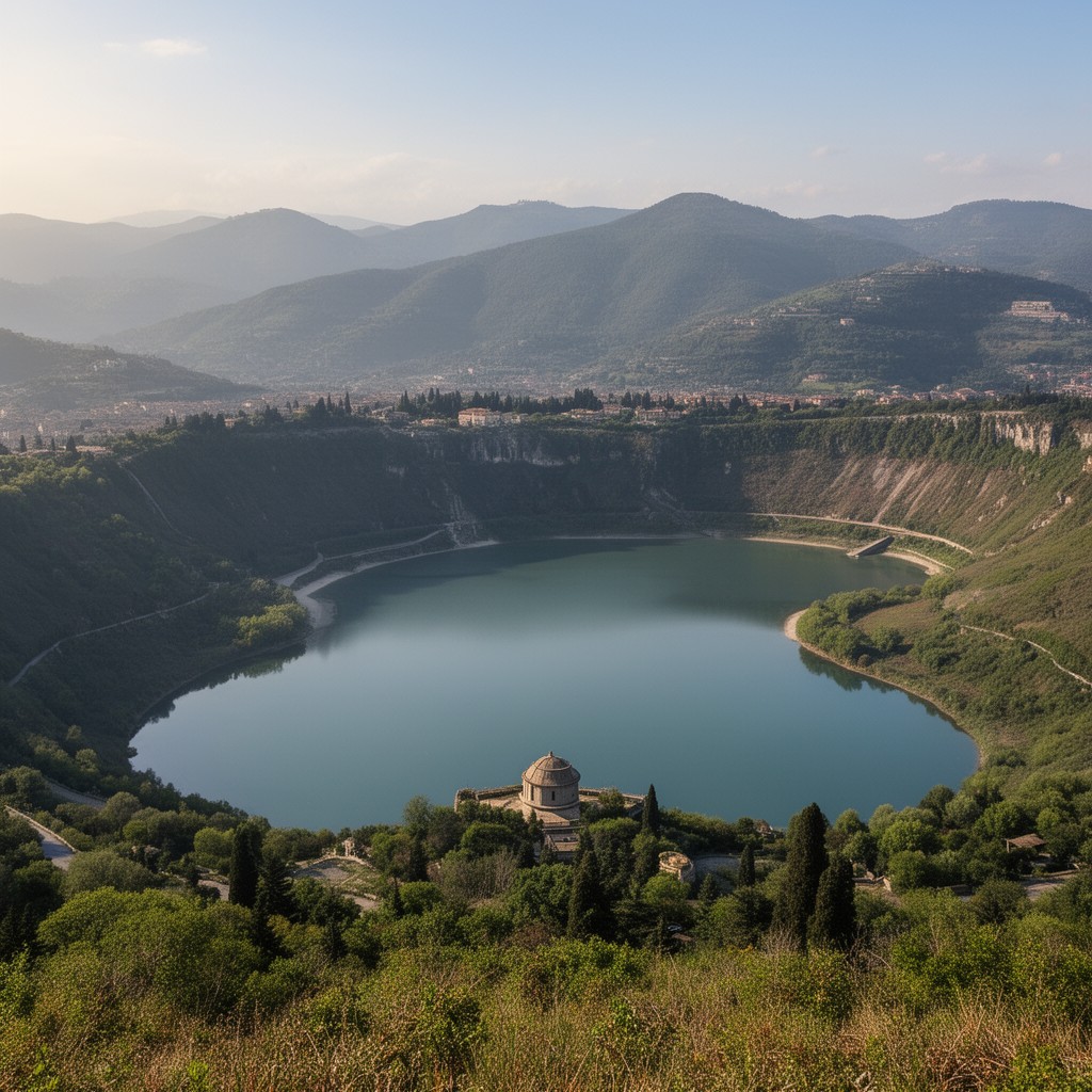AI-generated illustration of Lake Albano