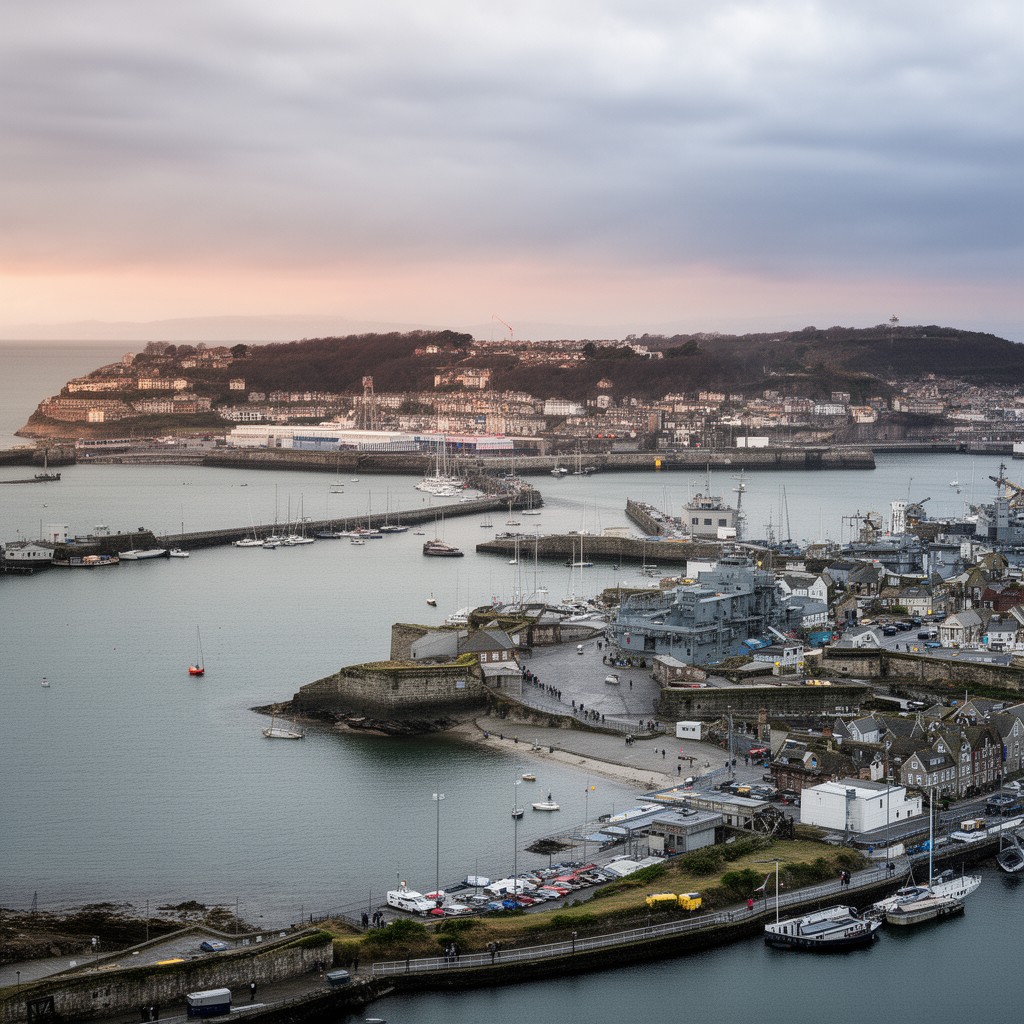 AI-generated illustration of Plymouth Sound