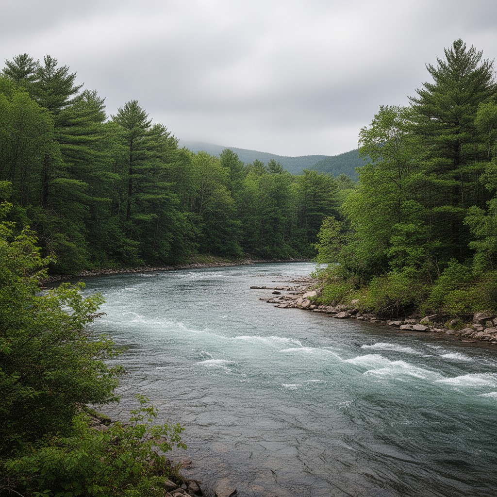 AI-generated illustration of Hudson River at Hadley, New York