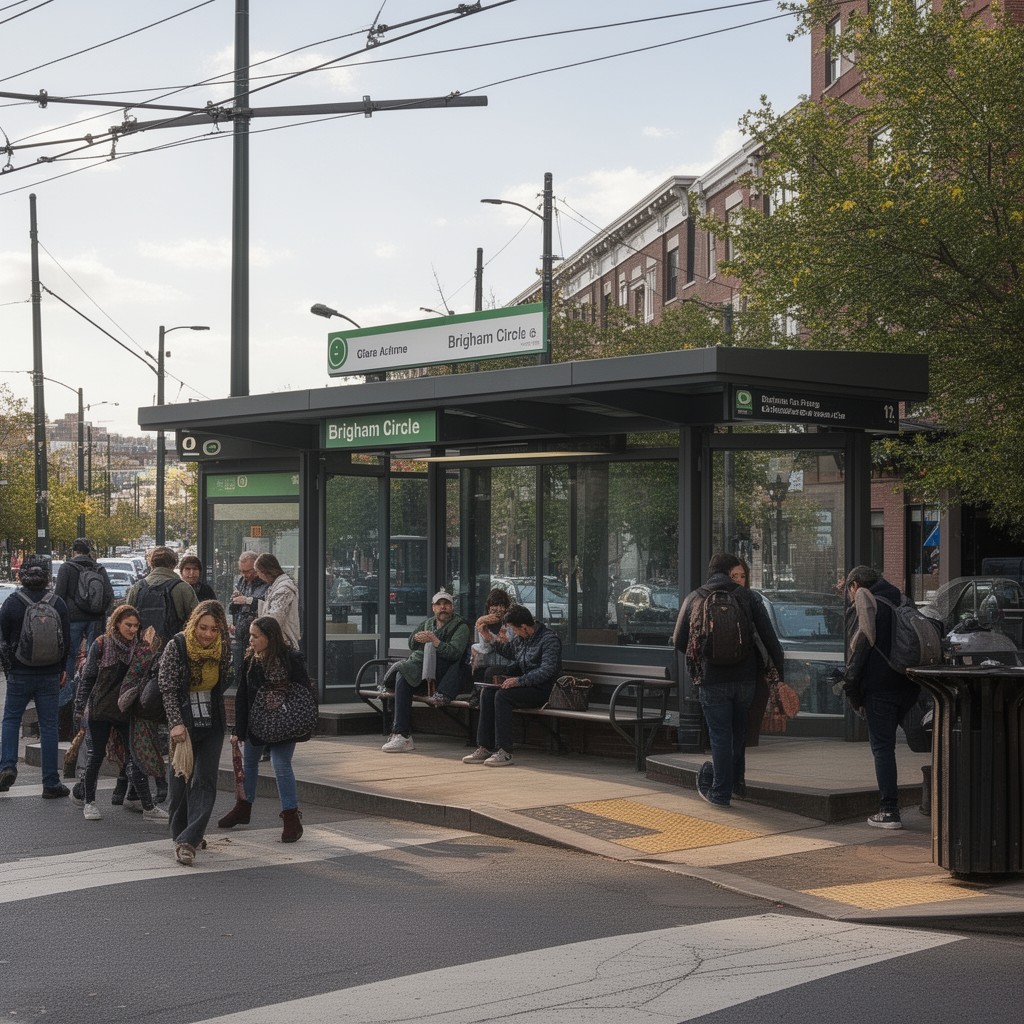 AI-generated illustration of Brigham Circle station