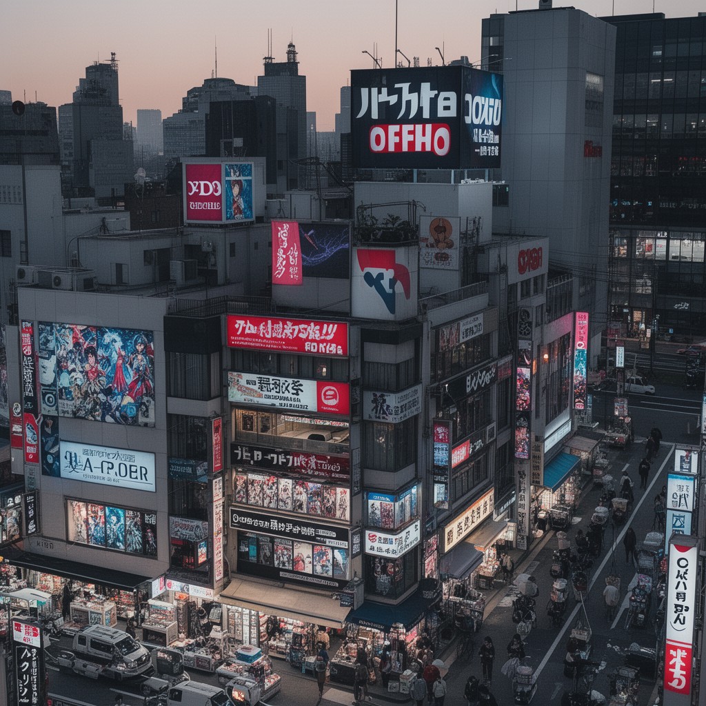 AI-generated illustration of Nipponbashi Den Den Town