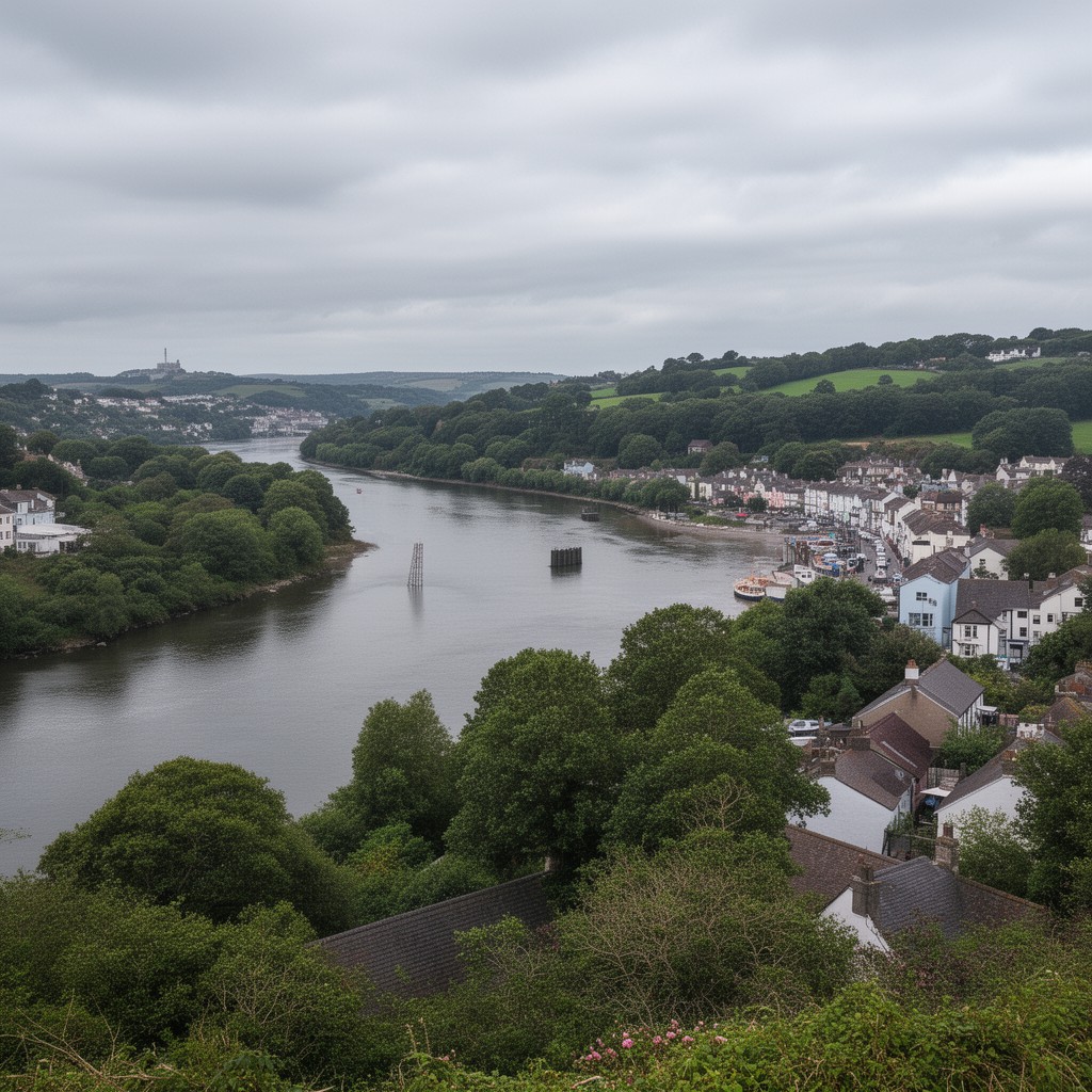 AI-generated illustration of River Tamar