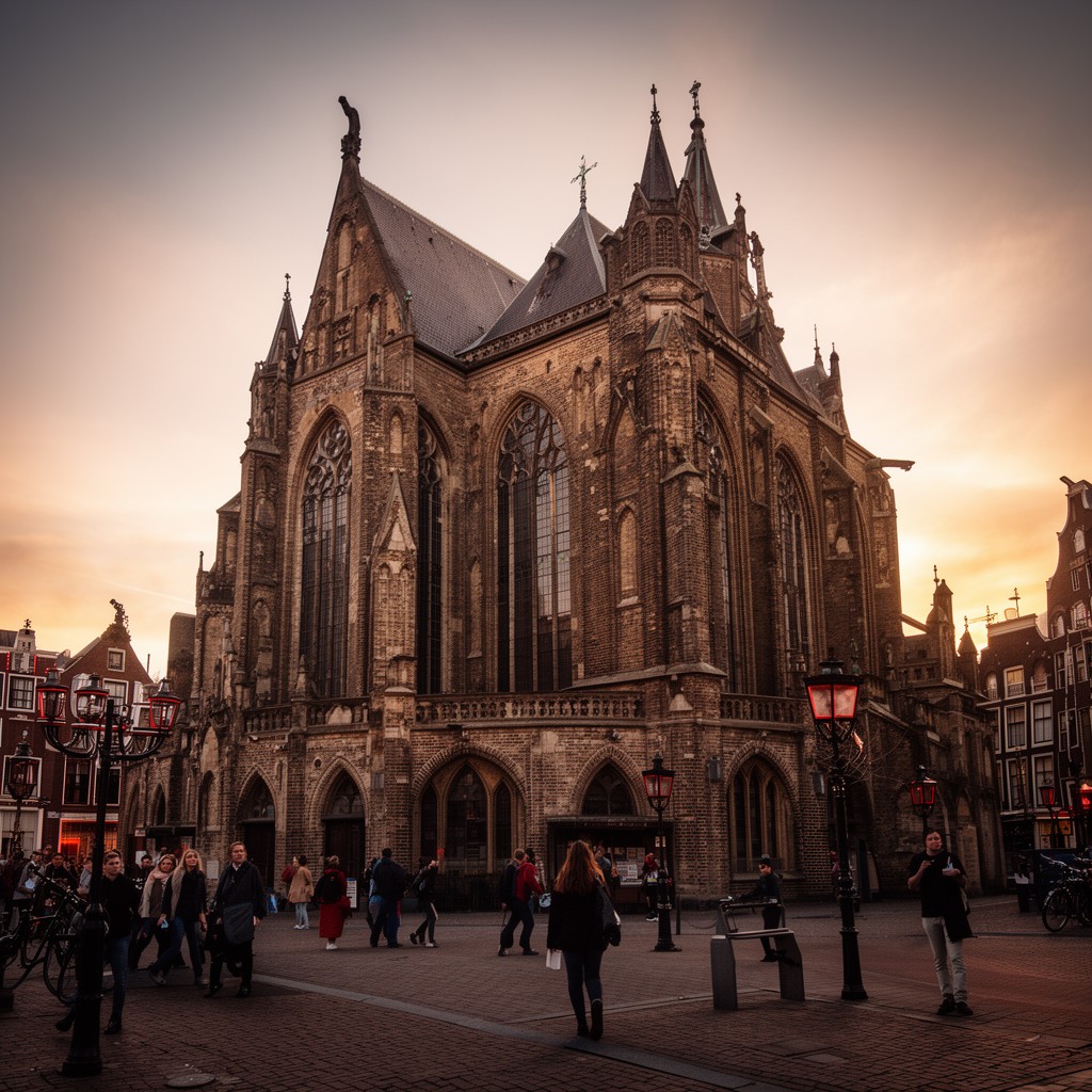 AI-generated illustration of Oude Kerk, Amsterdam