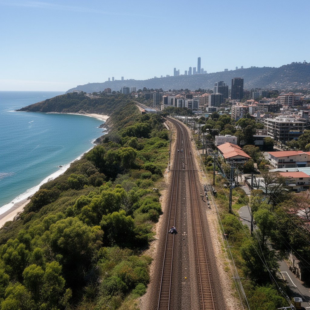 AI-generated illustration of Illawarra railway line