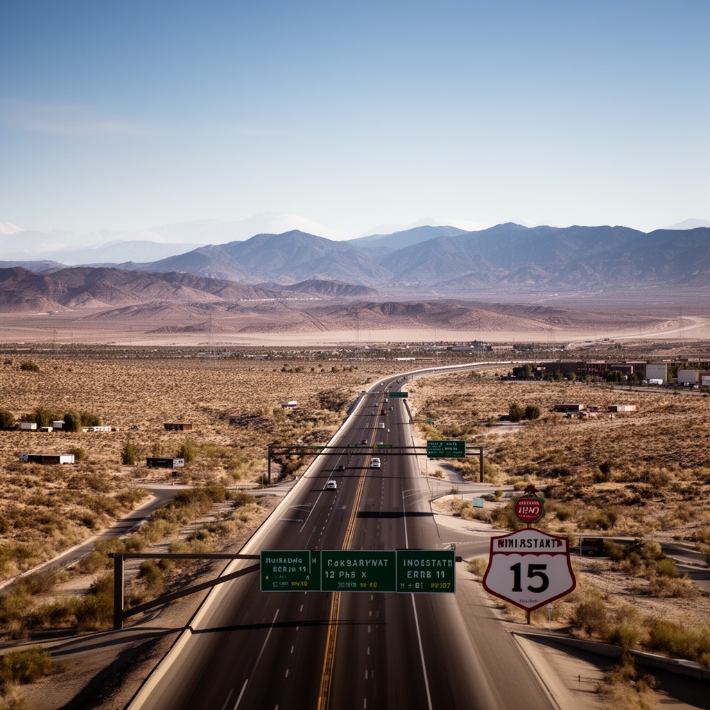 AI-generated illustration of Interstate 15 in California
