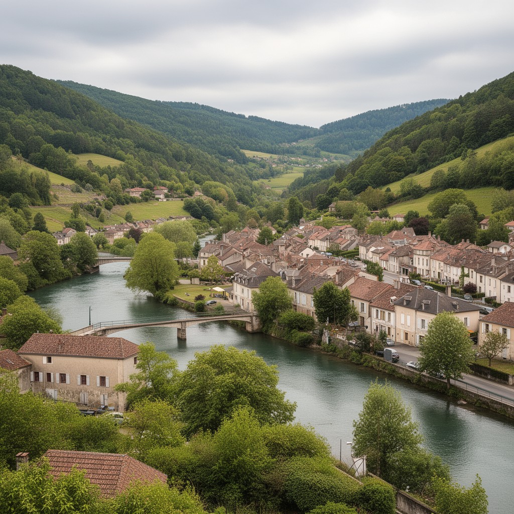 AI-generated illustration of Ornans, Doubs, France