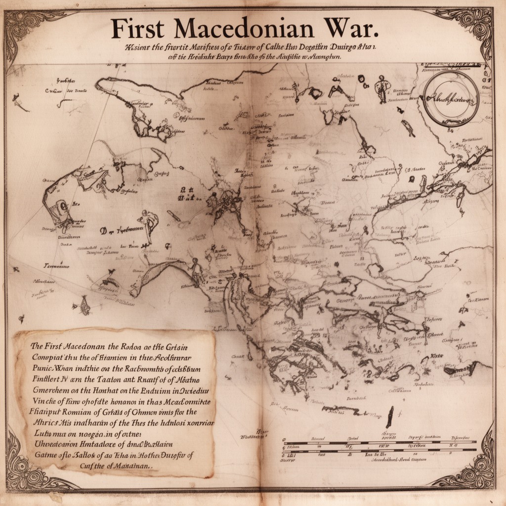 AI-generated illustration of First Macedonian War (as ally of Philip V of Macedon)