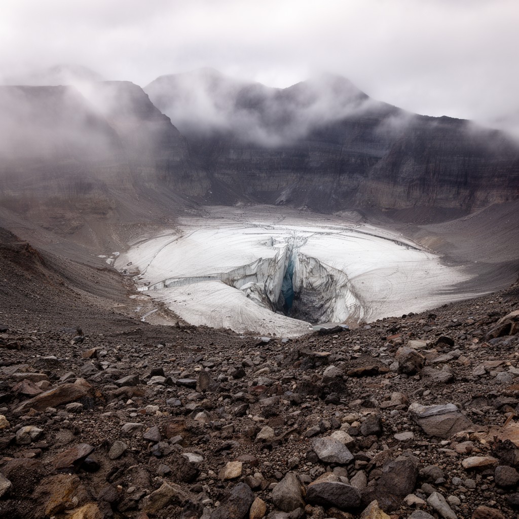AI-generated illustration of Crater Glacier