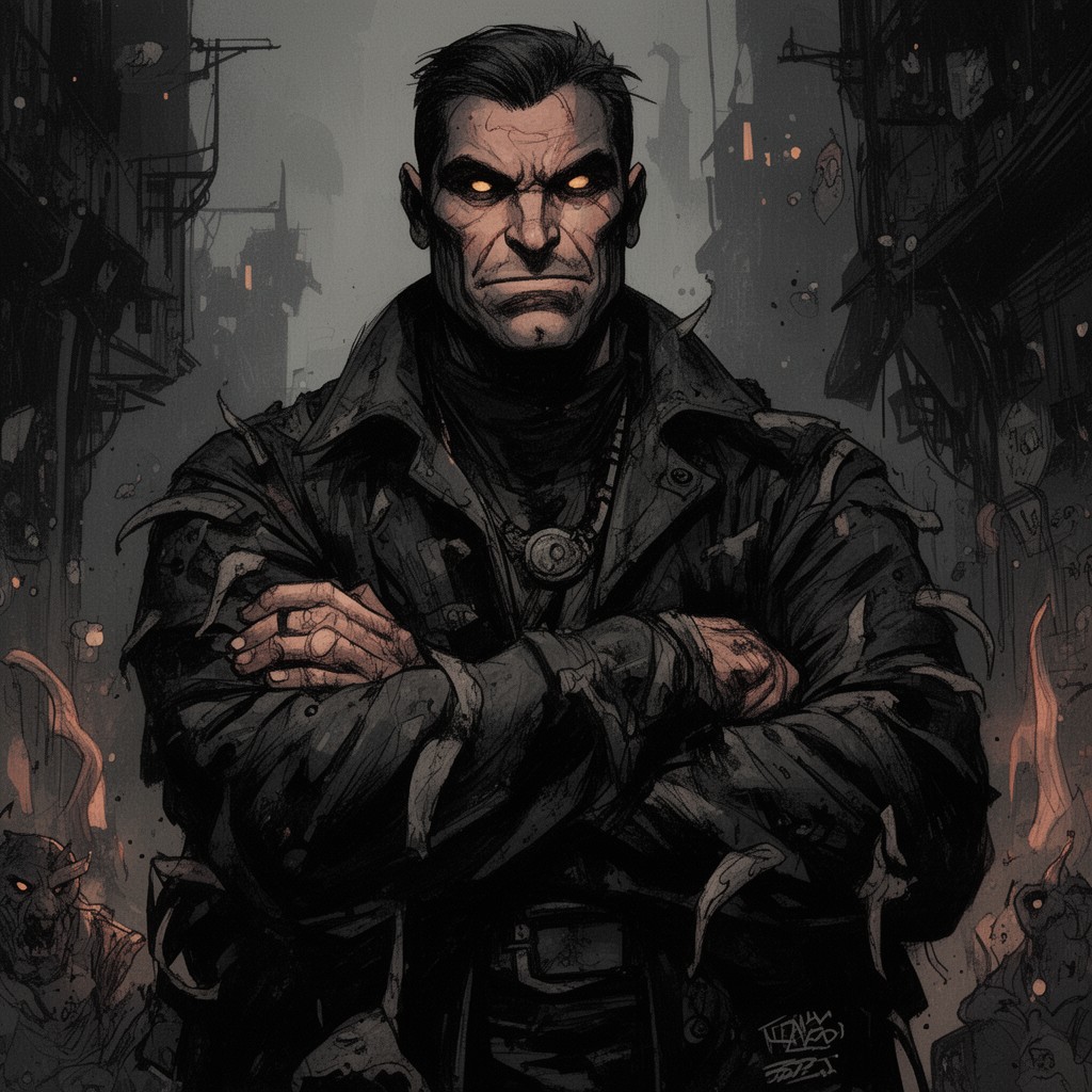AI-generated illustration of Mike Mignola