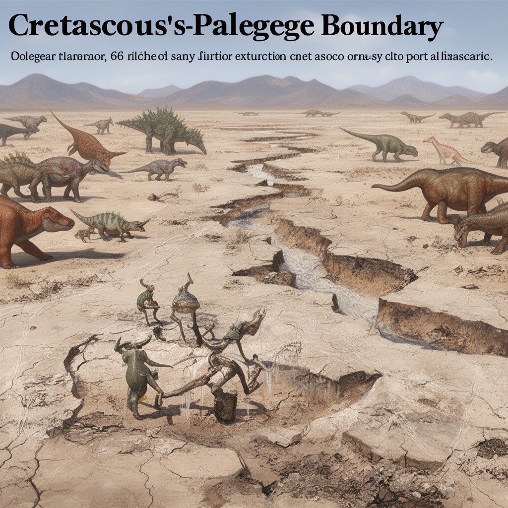 AI-generated illustration of Cretaceous–Paleogene boundary