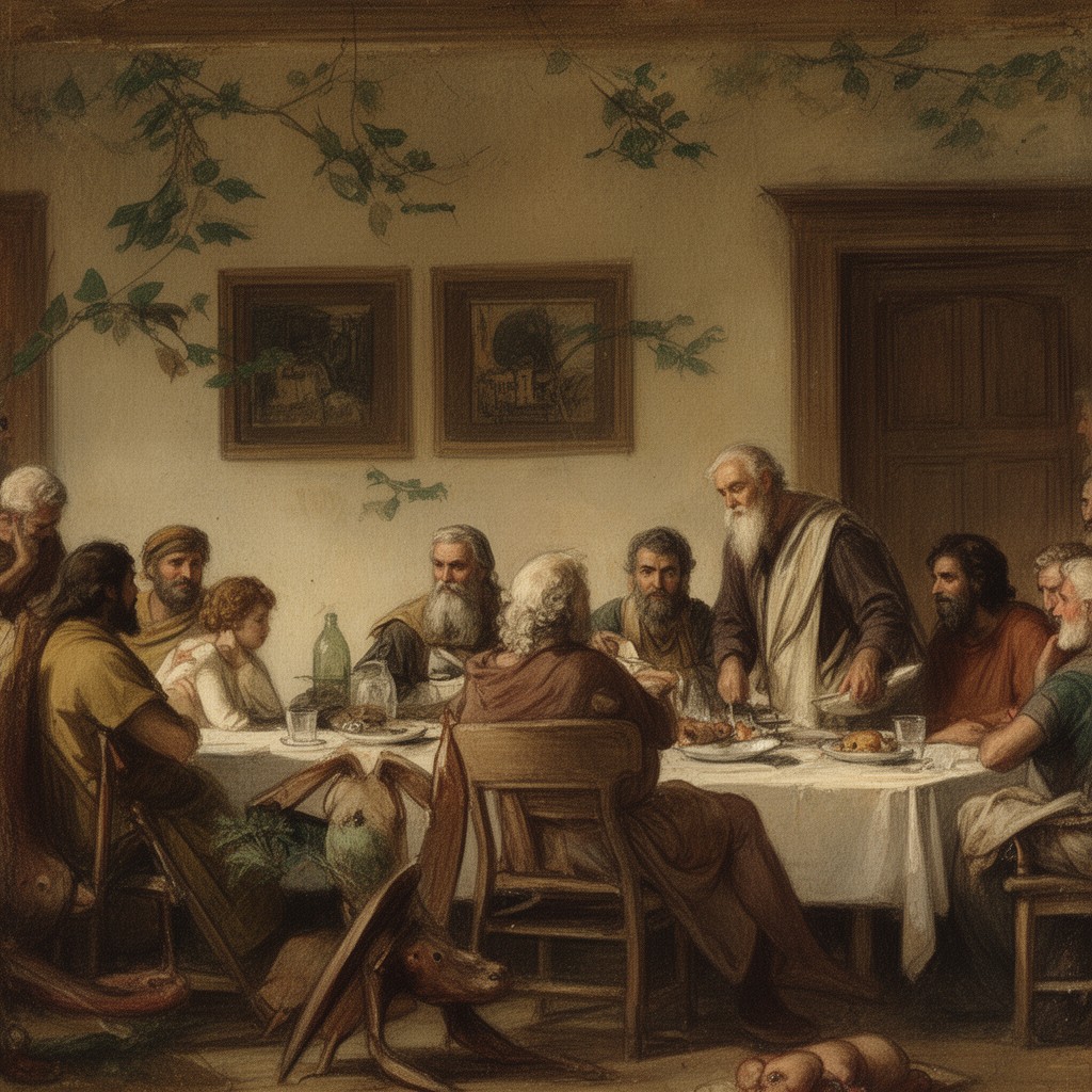 AI-generated illustration of Xenophon’s Symposium