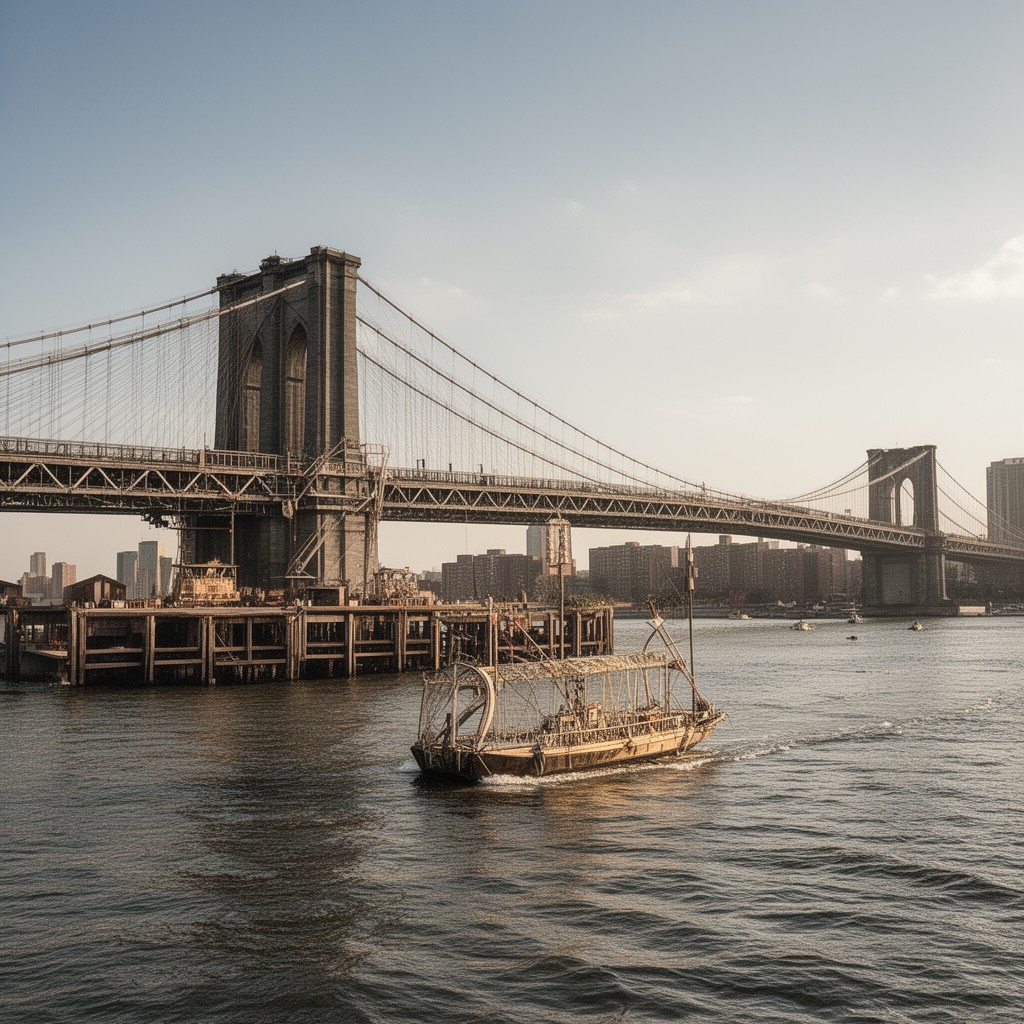 AI-generated illustration of Crossing Brooklyn Ferry